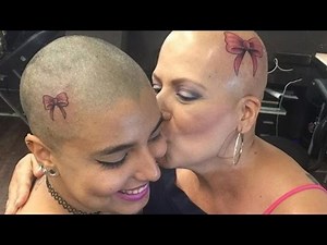 Daughter Shaves Hair To Get Matching Head Tattoo With Mom Fighting Breast Cancer
