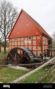 Molfsee, Germany. 09th Apr, 2025. A historic watermill from Rurup dating from 1778 can be seen on the grounds of the Molfsee Open-Air Museum. Almost six million euros have been invested in the renovation of the open-air museum grounds. The project Licht.Gestalten - Freilichtmuseum neu erzählt shows the history of eleven selected houses with the help of video projections and screens. Credit: Christian Charisius/dpa/Alamy Live News Stock Photo - Alamy