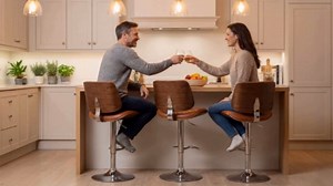 IPKIG Bar Stools, Modern Adjustable Height Counter Barstools with Swivel & Back, PU Leather Bar Chairs Kitchen Island Stools with Footrest, Orange