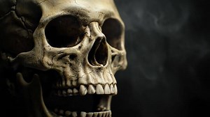 Download Human Skull With Smoke Effect Against a Dark Background for free