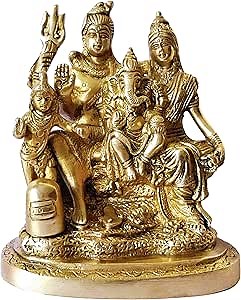 GURU JEE Brass Statue Lord Shiva MATA Parvati Ganesha Kartikeya Gifts Pooja Mandir