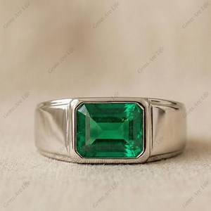 Emerald Men's Ring Signet Men's Ring Men's Emerald Ring 925 Sterling Silver Ring Valentine's Day Gifts Ring Gift for Him - Etsy Canada