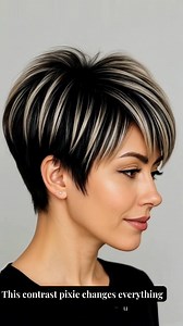 216K views · 2.3K reactions | A bold pixie haircut combining deep brunette tones with blonde highlights for strong contrast and visual impact. The layered shape adds texture and lift, while the color contrast enhances depth and modern edge. A powerful pixie designed to stand out — effortlessly and confidently. #contrastpixie #brunetteblondehair #modernpixiecut #boldshorthair #beautyforwomen | Tunsori la moda | Facebook
