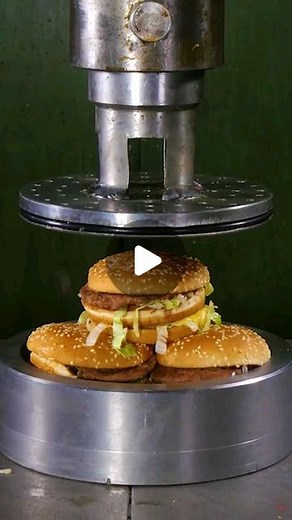 Hydraulic Press Channel on Instagram: "🍔💥 Hamburger Gets WORMINATED by Hydraulic Press! Must-See! 😲 #hydraulicpress #satisfying #crush"