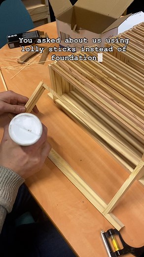 We posted thst we are using lolly sticks instead of foundation this year and were asked lots of questions sbout it so here is what we have done to the frames in more detail. We will be following advice to alternate one of the lolly stock frames with a frame of drawn comb. Fingers crossed for this experiemnt. #beekeeper #beekeeping #frames #beekeepingexperiments | Manchester Honey Company