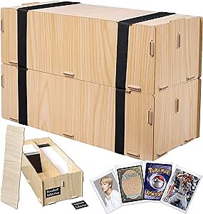 2-Pack Stackable Trading Card Storage Box For Sports Football Baseball Card Storage - Compatible With TCG MTG Pokemon Cards Kpop Photocard Toploaders - Each 1800 Cards With Chalkboard Labels