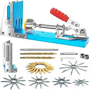 Pocket Hole Jig, Pocket Screw Jig - Drill Jig for Angled Holes, Aluminum Alloy Upgrade Professional with Portable Base and More Accessories.