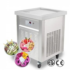 [Hot Item] Commercial Street Frozen Fried Ice Cream Roll Maker Fruit Yogurt Ice-Cream-Roll Machine
