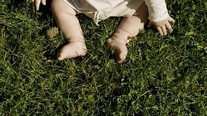 Infant Sitting On Green Grass Wearing Stock Footage Video (100% Royalty-free) 3856132257 | Shutterstock