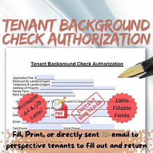 Tenant Background Check Authorization Form: Fillable Rental Application (printable) - Etsy Canada