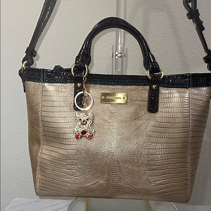 Brahmin Mini Arno Gold Satchel in a shimmering tri-color design.