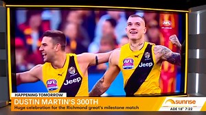 33K views · 409 reactions | SUNRISE EXCLUSIVE  Dustin Martin to reach a 300-match milestone this weekend. His longtime former coach pays tribute to the Richmond legend 朗 ☀️ Sunrise is streaming now on 7plus ☀️ | Sunrise | Facebook