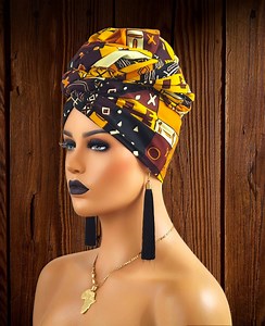 African Head Wraps for Women | Mudcloth Headwrap | Black Ankara Headpiece | African Gift for Her - Etsy