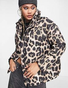 Urban Code oversized puffer jacket in leopard print | ASOS