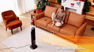 YEW Portable Space Heaters for Indoor use Large Room, 1500W Electric Heaters with Thermostat and Remote, 24H Timer, 80°Oscillation, 3D Flame, Energy Efficient, Ceramic Heater for Bedroom,Office