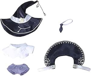 niannyyhouse 10cm 20cm Plush Doll Clothes Hat Shawl Vest Shirt Pants Tie Shoes Magic Suit Doll Accessories Dress Up (Black, 10cm)