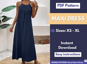 Maxi Dress Pattern | XS-XL | Dress Sewing Pattern | Summer Dress Pattern | Easy Long Dress Pattern | Women Sewing Pattern | PDF Pattern - Etsy