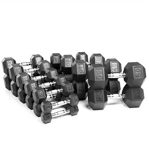 [Hot Item] Gym Body Building Rubber Coated Hex Dumbbells Lb Sizes