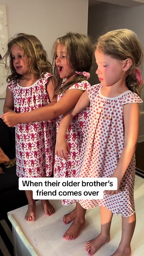 The girls get so excited when their older brorher has a friend over