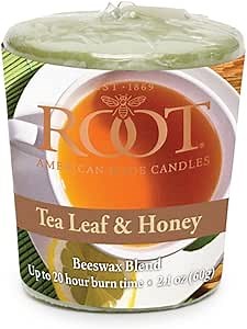 Root Candles Scented Votive Candles Beeswax Blend Premium Handcrafted 20-Hour Votives, 18-Count, Tea Leaf & Honey