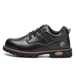 [Hot Item] Black Leather Men Boot with Slip Resistance Rubber Outsole