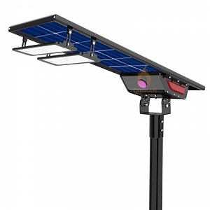 [Hot Item] 180lm/W IP65 100W Luz de Calle Solar LED Inteligente Todo en Uno con Controlador MPPT Panel Solar Función de Interruptor de Inducción por Microondas PIR Sensor de Movimiento