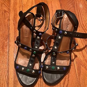 Coach leather studded heels