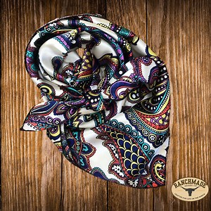 Geopatterns White Satin Wild Rag: Western Cowboy Neckerchief Men’s/women's Wild Rags - Etsy