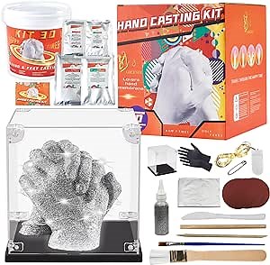 Goerner Hand Casting Kit Couples & Keepsake Hand Mold kit Couples, Plaster Hand Mold Casting DIY Kit for DIY Couples Gift, Girlfriend Boyfriend, Wedding Gifts Husband Wife,Thanksgiving Gift (Silver)