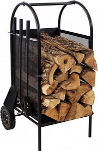 [Hot Item] Voda Firewood Log Rack Wood Storage Car with Fireplace Accessories