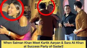 1.8M views · 10K reactions | When Salman Khan Meet youngest Actors Kartik Aaryan & Sara Ali Khan at Success Party of Gadar2 | Varinder Chawla | Facebook