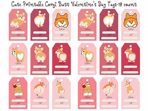 Corgis Valentinstag Tag Ausdrucke, Ausdrucke, Valentinstag Tags, Corgis Tags - 18 Count - Digital Download - Etsy.de