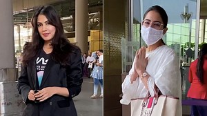 Sara Ali Khan, Rhea Chakraborty and other celebrities were photographed at the Mumbai airport. Sara Ali Khan wore a traditional outfit for her flight. Rhea Chakraborty was all smiles at the airport. | NDTV