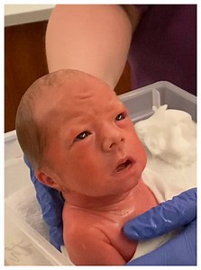 This grumpy baby isn't excited about her first bath!😂 | Rush Brush