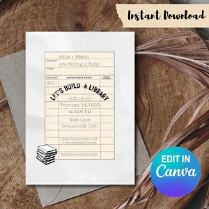 Library Card Invitation * Birthday//baby Shower * Digital Template * Instant Download - Etsy Australia