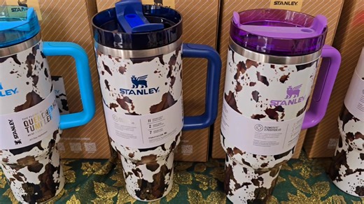 The Cow print Tumblers are back Cow print 40 Ounce Tumblers Available Now #waviejanes $35 121 West Apple St Connellsville PA call 724-626-1268 for shipping | Wavie and Janes Emporium