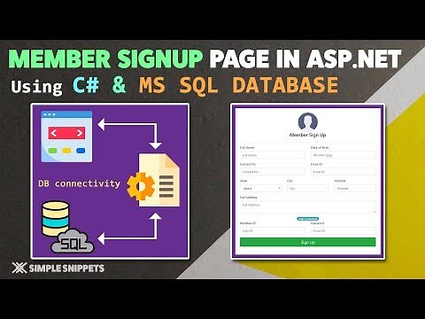 Member Sign Up Page with ASP.NET with C# Programming & MS SQL Database | Insert SQL Query using C#