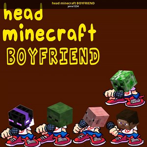 head minecraft BOYFRIEND Mod for Friday Night Funkin' | FNF Mods