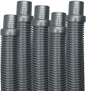 Puri Tech 5 Pack Universal Pool Cleaner Hose 48 Long, Silver Color, for Hayward Navigator, Vac Ultra, AquaBug