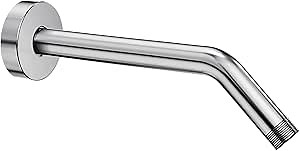 YASFEL Chrome 10-Inch Shower Extension Arm with Flange & Teflon Tape for Shower Head & Handheld Head (SUS 304, Chrome, NPT)