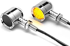 LED Motorcycle Turn Signals Aluminum Contrast Cut - CHROME - Custom Bikes & Trikes