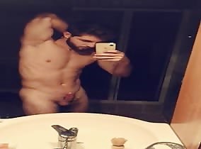 Mirror flex and cock shot