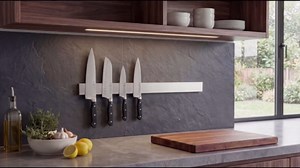 THMINS 24 Inch Magnetic Knife Strips, Magnetic Knife Holder for Wall, Magnetic Knife Strips for Knife Storage, Metal Tool Rack for Kitchen Utensils Storage (Black)