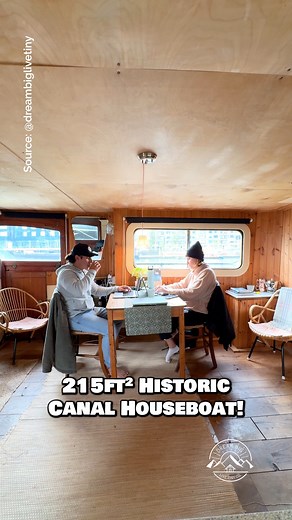 Would you stay in this historic canal houseboat in the Netherlands? 🇳🇱 We stayed a few nights in this incredible 215-sqft houseboat in a canal right in the center of Rotterdam & loved our time here! We stayed in the deckhouse of the boat (the captain's quarters), which is a small living space measuring about 16.2' x 13.3', including access to the cockpit, a small kitchen, a dining table for two, a bed, a bathroom with a shower, & a rooftop deck with views of the Rotterdam skyline! #houseboat #