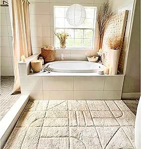 Susan Machine Washable Organic Cotton Rug - 3x6ft - Non Slip - Minimalist Textured - 90x180 cms - Sustainable and Ethically Handmade