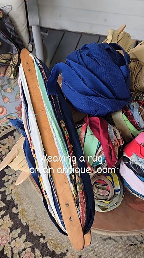 Weaving a rug on an antique loom. #rugweaving #recycling #weaving #imakestuff #oldsixmile #realsimple #rugmaking #handmadedecor | Djuana Tucker