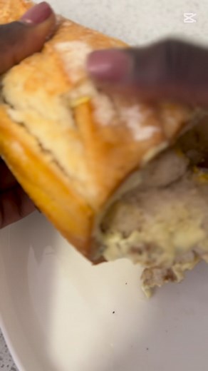 Breakfast stack 🔥 250g sourdough baguette stuffed with butter, chicken, 2 duck eggs, sheep cheese (20g), 2 tsp mayo, 50g purple sweet potato & 50g mushrooms. Sugar-free chai (no milk). ~1,296 kcal — P 76.9g | C 137.0g | F 47.5g | Fiber 7.0g Give it a try😛 | Joyce Cheptum