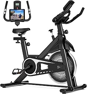 Exercise Bike,Adjustable Resistance Indoor Cycling Bike for Home Exercise - Stationary Bike with Smartphone Holder, LCD Display & Heart Rate Monitor