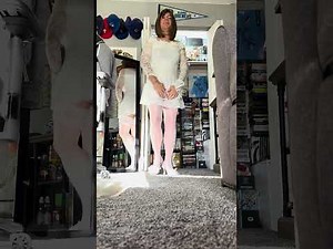 Crossdresser Kayla – 🤍 White Wolford Stay-Up Stockings, 🤍 Shein Dress & 👠 Heels/Slingbacks