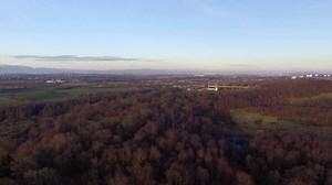 A view over the Falkirk Wheel from a position above Rough Castle Roman fort on the Antonine Wall near Bonnybridge. | Scotdrone
